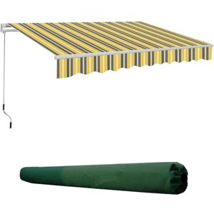 Aquariss - 2x1.5m Garden Patio Manual Sun Shade Shelter Retractable Canopy - Yellow-Stripe