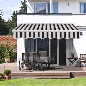 Greenbay - 2x1.5M Garden Retractable Awning Manual Patio Canopy Sun Shade Shelter Blue-White