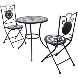 Bonnevie - 3 Piece Bistro Set Ceramic Tile Black and White VSVS129572