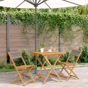 Bonnevie - 3 Piece Bistro Set,Bar Set Grey Polypropylene and Solid Wood VSVS540868