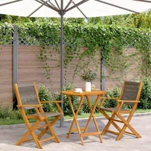 Bonnevie - 3 Piece Bistro Set,Bar Set Grey Polypropylene and Solid Wood VSVS610110