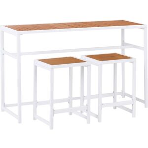 Beliani - 3 Piece Garden Dining Set Indoor Outdoor Table Stools 2 Seater Steel Polywood White Avetrana
