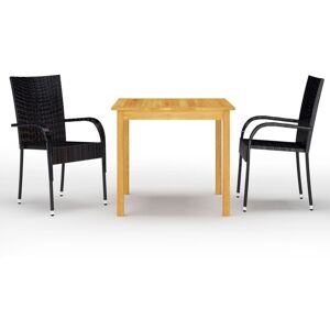 Bonnevie - 3 Piece Garden Dining Set,Garden Lounge Set Black VSVS780142
