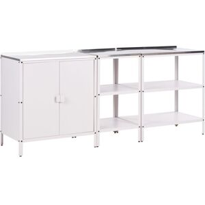 BELIANI 3 Piece Outdoor Kitchen Set VILAMA Metal White