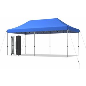 COSTWAY 3x6m Folding Tent Canopy Adjustable Height Shelter Wheeled Storage Bag-Blue