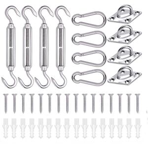 CYSLMUK 304 Stainless Steel Shade Sail Fixing Kit, Triangle, Square, Rectangle Stainless Steel Shade Sail Fixing Kit, 6mm