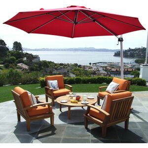 Gymax - 3.3m Patio Offset Cantilever Umbrella Outdoor Round Hanging Parasol Cross base