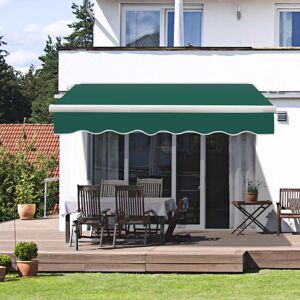 Greenbay - 3.5x2.5M Manual Awning Outdoor Garden Patio Canopy Retractable Shelter Green