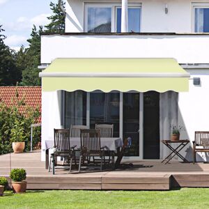 Greenbay - 3.5x2.5M Outdoor Manual Awning Retractable Shelter Sun Shade Patio Canopy Cream