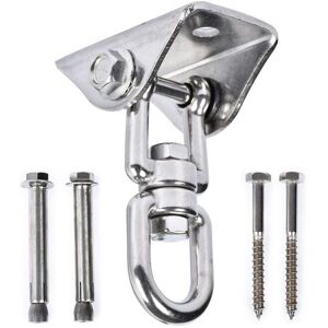 Linghhang - 360° Stainless Steel Swivel Hook with Screw Hook for Porch Swing Gym Hammock Rope Boxing with Yoga Swing Seat 900kg Capacity - 2pcs