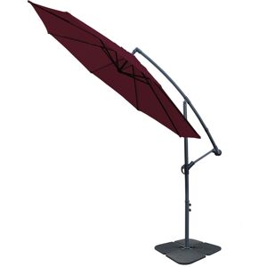 GREEN BAY 3M Cantilever Banana Umbrella Garden Sun Shade Hanging Wine Red Parasol with Base Weight