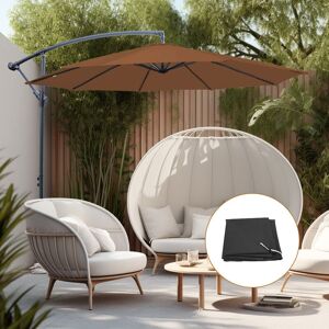 Greenbay - 3M Coffee Banana Parasol with Cover Garden Patio Cantilever Umbrella