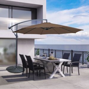 Green Bay - Greenbay 3m Garden Banana Parasol Patio Sun Shade Shelter Crank Hanging Rattan Cantilever Umbrella Brown