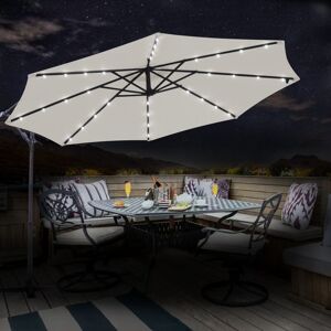 Green Bay - 3M Patio Hanging led Parasol Garden Sun Shade Banana Umbrella Cantilever Cream