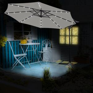 GREEN BAY 3M Patio Hanging LED Parasol Garden Sun Shade Banana Umbrella Cantilever Grey