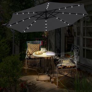 Green Bay - 3M Patio Hanging led Parasol Garden Sun Shade Banana Umbrella Cantilever Black