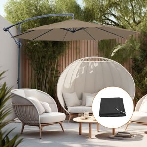 Greenbay - 3M Taupe Banana Parasol with Cover Garden Sun Shade Canopy Patio Cantilever Umbrella