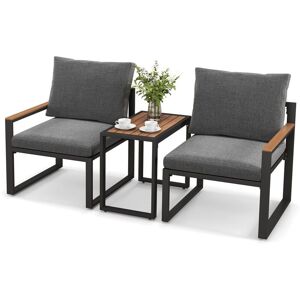 Costway - 3Pcs Patio Furniture Set Aluminum Weatherproof Outdoor Conversation Set