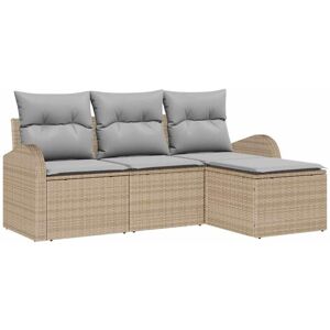 Garden Sofa Set 4 pcs Beige, light grey Poly rattan Vidaxl