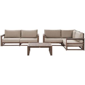 BELIANI Garden Lounge Set with Table 4 Seater TIMOR Modular Certified Acacia Wood Dark Brown