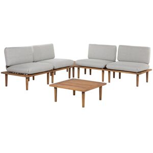 Beliani - Modern Outdoor Garden Lounge 4 Seater Set with Cushions Grey Certified Acacia Wood Frascati