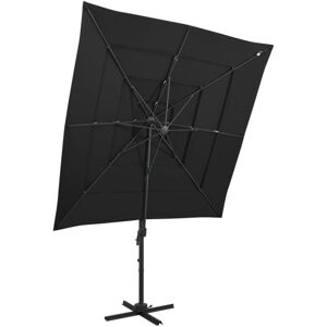 Torana - 4-Tier Garden Parasol with Aluminium Pole Black 250x250 cm vidaXL