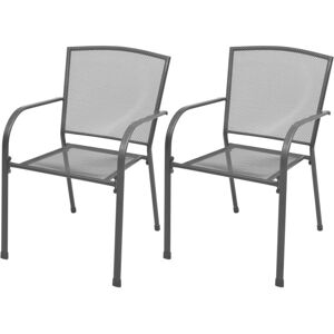 Vidaxl - Stackable Garden Chairs 2 pcs Steel Grey