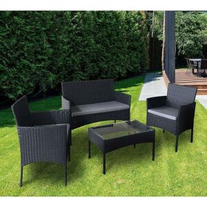 Mcc Direct - 4pcs Rattan Outdoor Garden Furniture Sofa Set Table & Chairs (Roger Black)