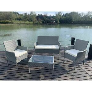 Mcc Direct - 4pcs Rattan Outdoor Garden Furniture Sofa Set Table & Chairs (Roger Grey)