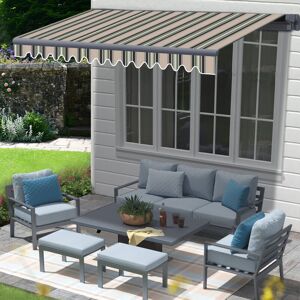 Greenbay - 4x3M Manual Awning Canopy Outdoor Patio Garden Sun Shade Retractable Multi-Stripe