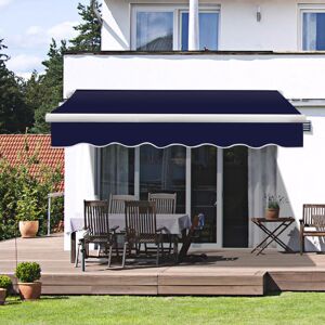 Greenbay - 4x3M Manual Awning Canopy Patio Garden uv Sun Shade Retractable Shelter Blue