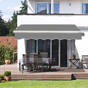 Greenbay - 4x3M Patio Manual Awning Garden Canopy Sun Shade Retractable Shelter Grey
