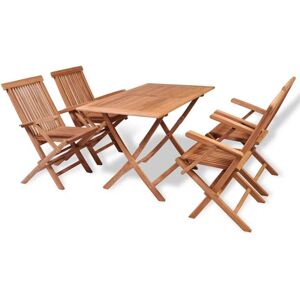 5 Piece Garden Dining Set Solid Teak Wood Vidaxl