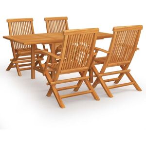 5 Piece Garden Dining Set Solid Teak Wood vidaXL