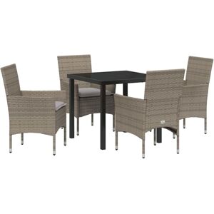 Garden Dining Set with Cushion 5 pcs Grey Poly rattan Vidaxl
