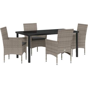 Garden Dining Set with Cushion 5 pcs Grey Poly rattan Vidaxl