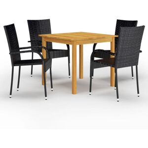 Bonnevie - 5 Piece Garden Dining Set,Garden Lounge Set Black VSVS372359