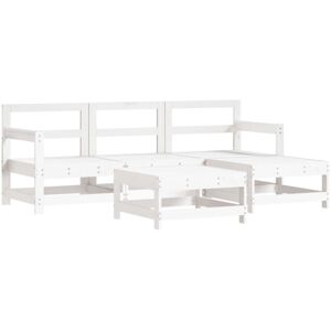 5 Piece Garden Lounge Set White Solid Wood Pine Vidaxl