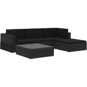 Vidaxl - 5 Piece Garden Lounge Set with Cushions Poly Rattan Black