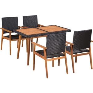 Bonnevie - 5 Piece Outdoor Dining Set,Garden Lounge Set Poly Rattan Black and Brown VSVS628270
