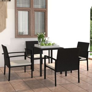 Bonnevie - 5 Piece Outdoor Dining Set,Table and Chairs Set Poly Rattan Black VSVS721290