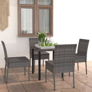 BONNEVIE 5 Piece Outdoor Dining Set,Table and Chairs Set with Cushions Poly Rattan Grey VSVS184271