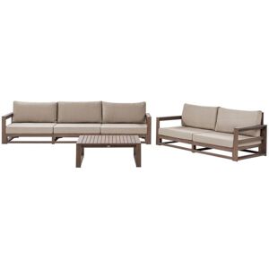 BELIANI Garden Lounge Set with Table 5 Seater TIMOR Modular Certified Acacia Wood Dark Brown
