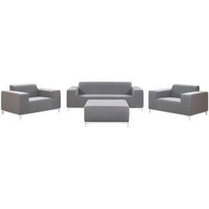 Beliani - Modern 4 Piece Outdoor Indoor Conversation Set Grey Fabric White Legs Rovigo