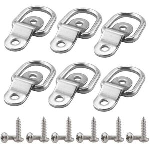 Linghhang - 6 Pcs Stainless Steel d Ring Tie Down Rings with Screws for Trailer Boats Car Cargo Autos Trucks