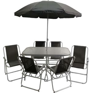 Samuel Alexander - 6 Person Garden Furniture Patio Set Table, 6 Chairs & Parasol