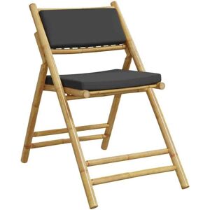 Vidaxl - 6 Piece Folding Bistro Chairs with Dark Grey Cushions Bamboo