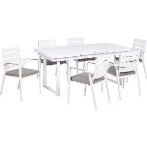 BELIANI Garden Dining Set 6 Seater VALCANETTO/TAVIANO with Cushions Metal Grey