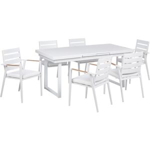 BELIANI Garden Dining Set 6 Seater VALCANETTO/TAVIANO Metal White