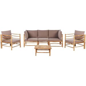 BELIANI Garden Lounge Set with Table 5 Seater CERRETO Bamboo Wood Taupe